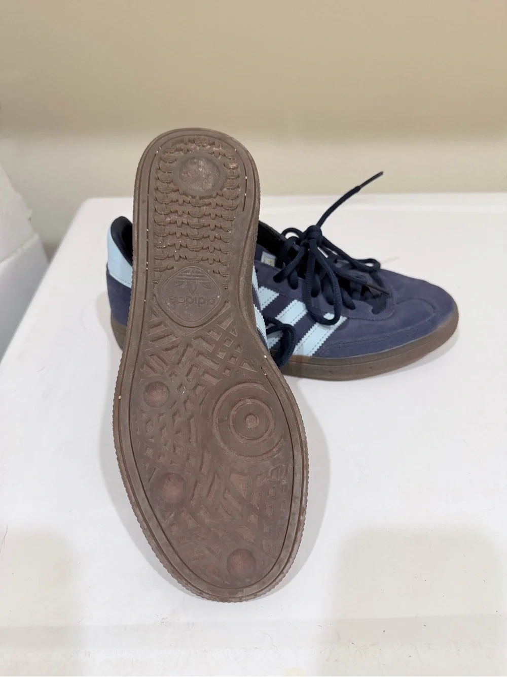 adidas Men’s Suede Sneakers in Navy with Light Blue Stripes